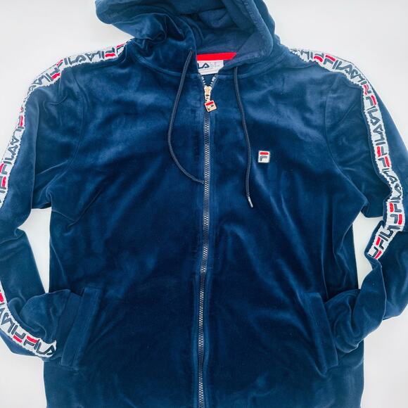 Vtg Velour FILA Track Suit Full Zip Top XL Woman Retro w/LOGO 90s comfortable - Picture 2 of 16